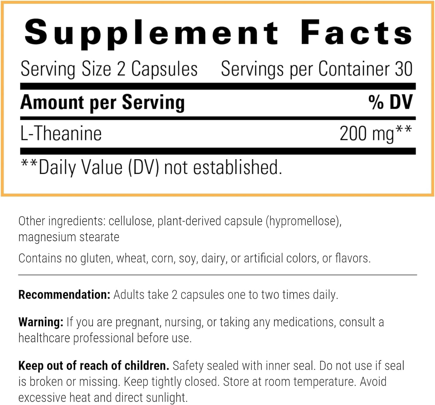 Integrative Therapeutics L-Theanine - L-Theanine to Support a Relaxed State* - Healthy Stress Response* - Vegan & Gluten-Free Amino Acid Supplement - 200 mg, 60 Capsules