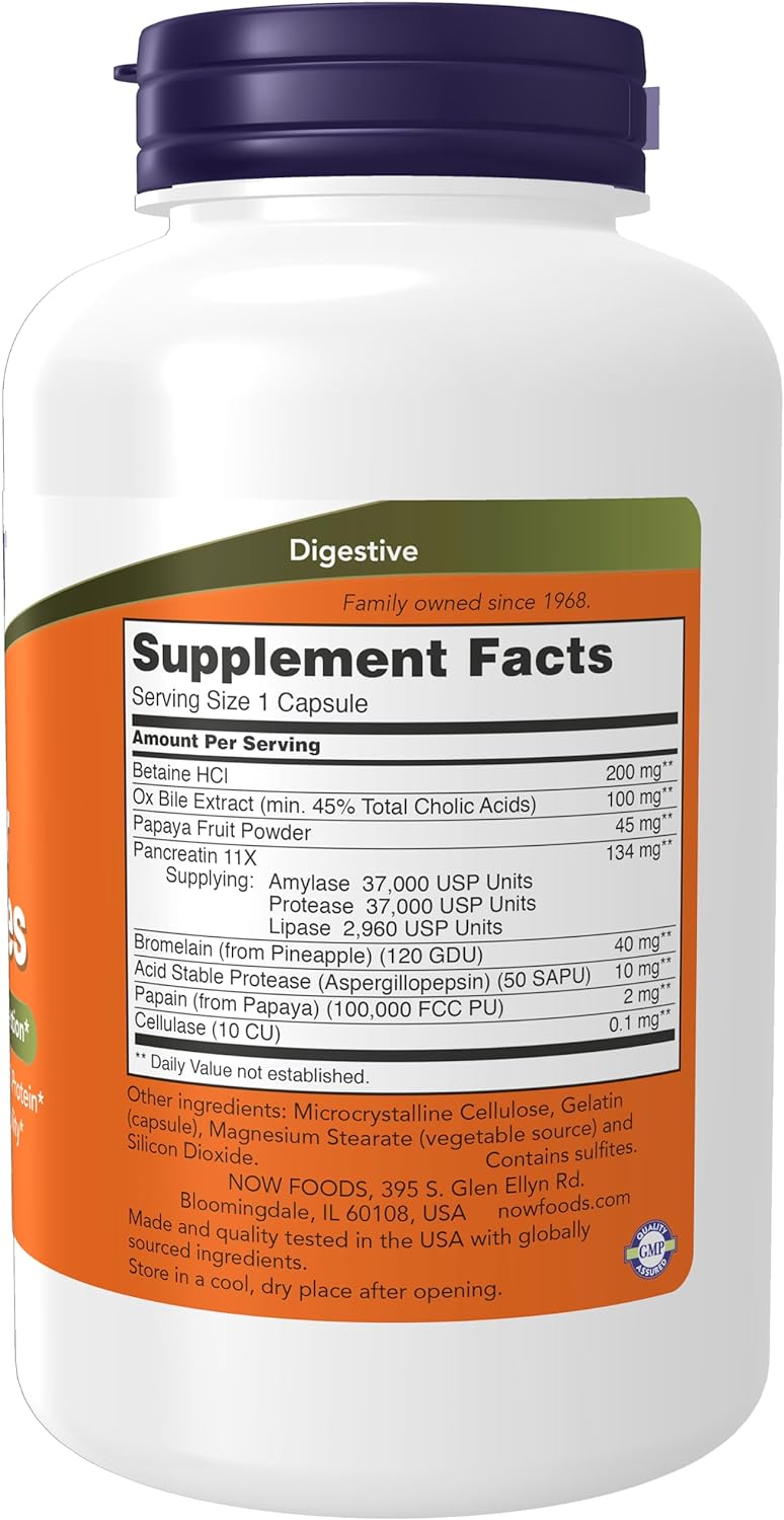 NOW Supplements, Super Enzymes, Formulated with Bromelain, Ox Bile, Pancreatin and Papain,180 Capsules