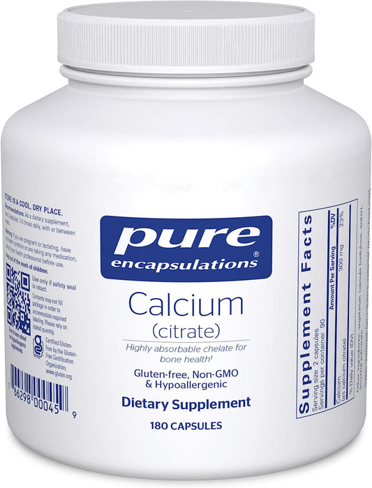 Pure Encapsulations Calcium (Citrate) - Highly Absorbable - for Bone & Cardiovascular Support* - 180 Capsules