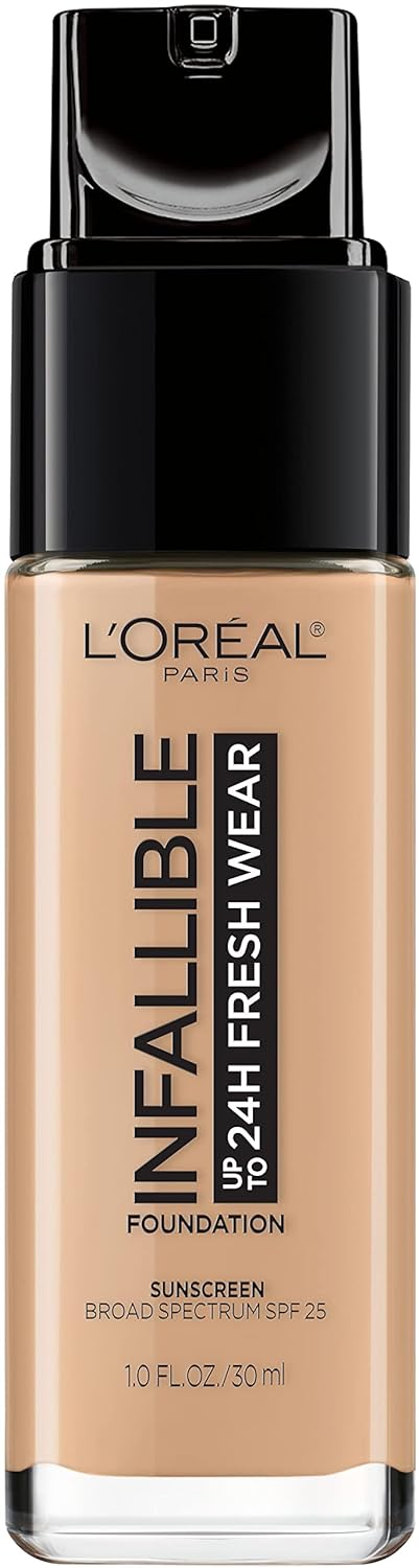 L'Oreal Paris Makeup Infallible Up to 24 Hour Fresh Wear Lightweight Foundation, Golden Beige, 1 Fl Oz.