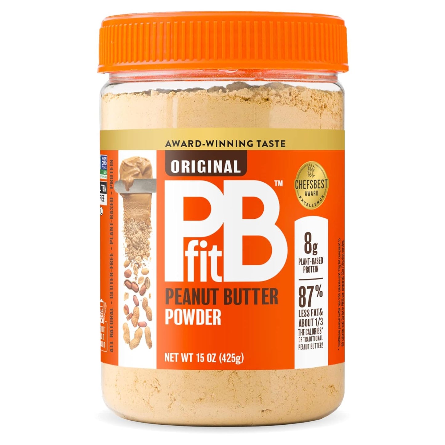 PBfit All-Natural Peanut Butter Powder, Peanut Butter Powder from Real Roasted Pressed Peanuts, 8g of Protein 8% DV (15 oz.)