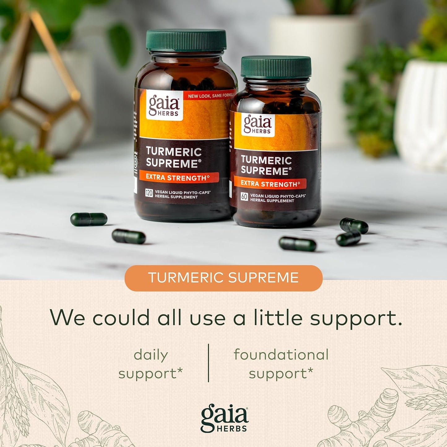 Gaia Herbs Turmeric Supreme Extra Strength - Helps Reduce Occasional Swelling from Normal Wear & Tear - with Turmeric Curcumin & Black Pepper - 60 Vegan Liquid Phyto-Capsules (Up to 60-Day Supply)