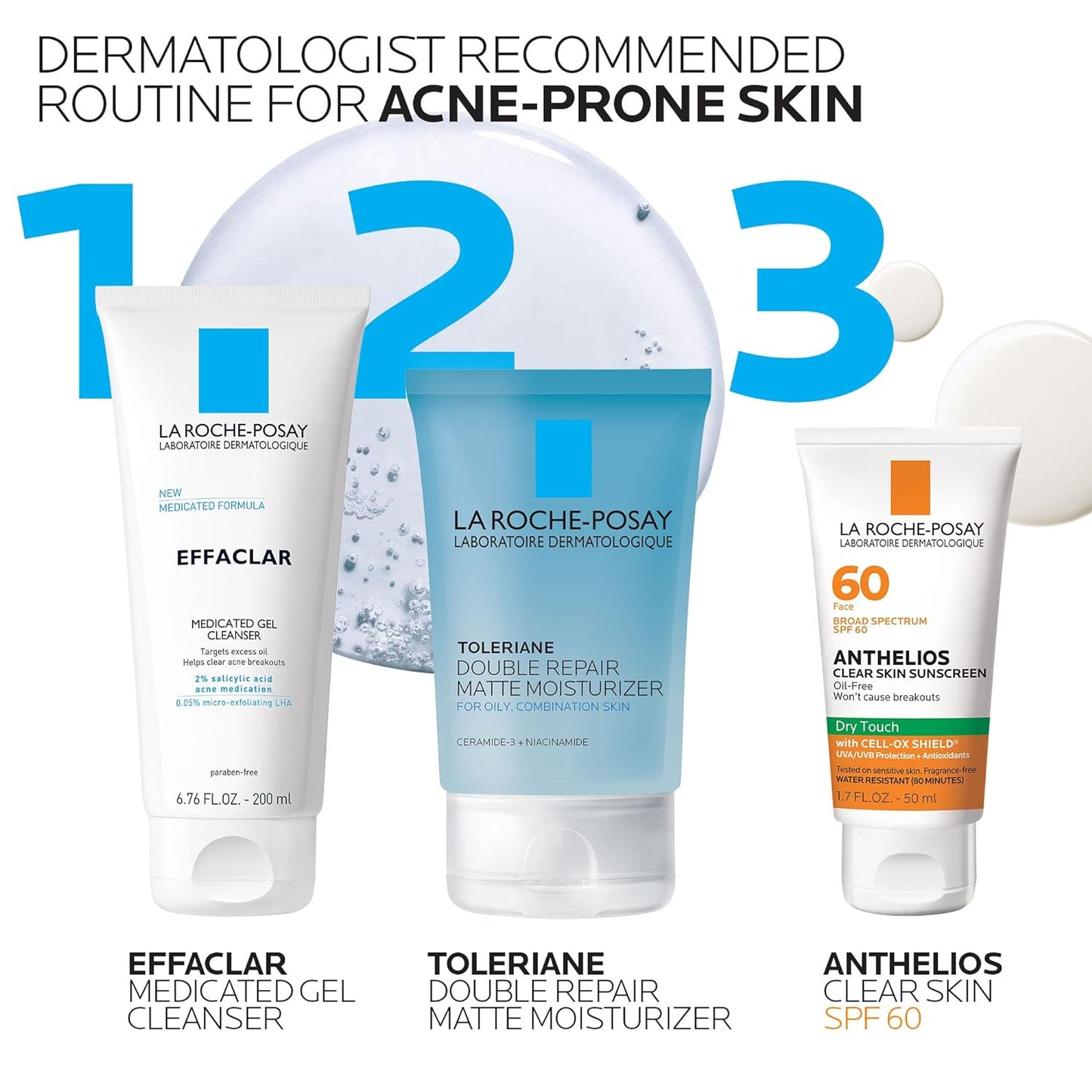 La Roche-Posay Anthelios Clear Skin Dry Touch Sunscreen SPF 60, Oil Free Face Sunscreen for Acne Prone Skin, Won't Cause Breakouts