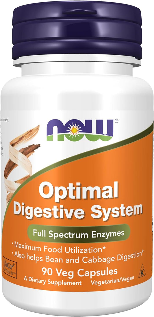 NOW Supplements, Optimal Digestive System, Full Spectrum Enzymes, 90 Veg Capsules