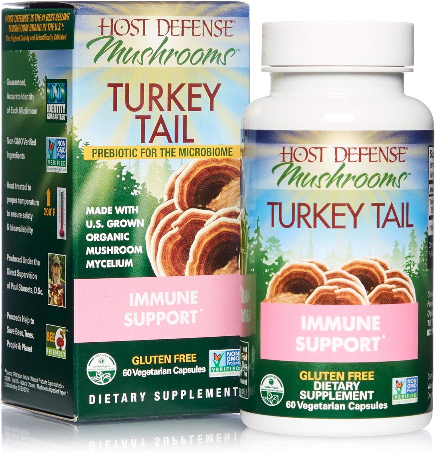 Host Defense, Turkey Tail Capsules, Natural Immune System and Digestive Support, Mushroom Supplement, Unflavored, 60