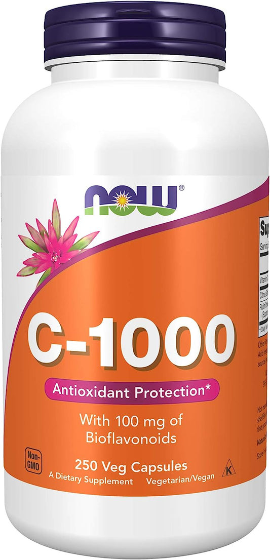 NOW Supplements, Vitamin C-1,000 with 100 mg of Bioflavonoids, Antioxidant Protection*, 250 Veg Capsules