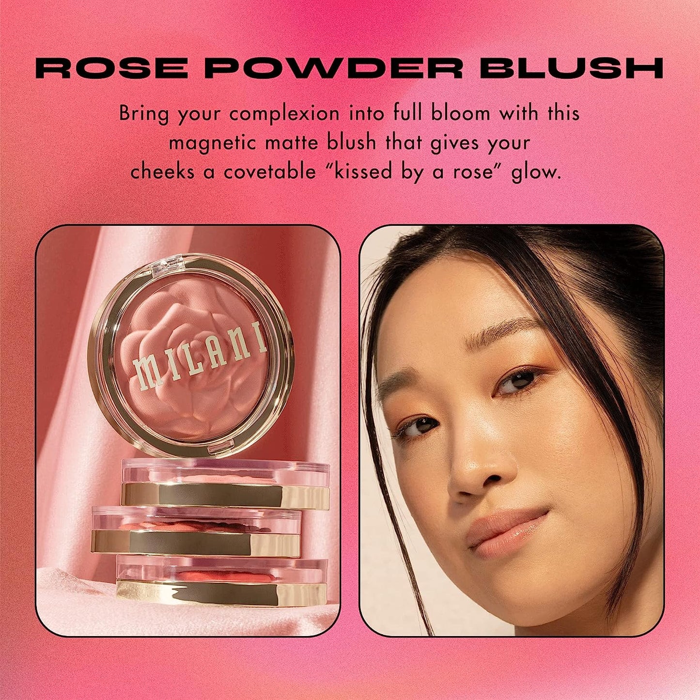 Milani Rose Powder Blush - Romantic Rose (0.6 Ounce) Cruelty-Free Blush - Shape, Contour & Highlight Face with Matte or Shimmery Color