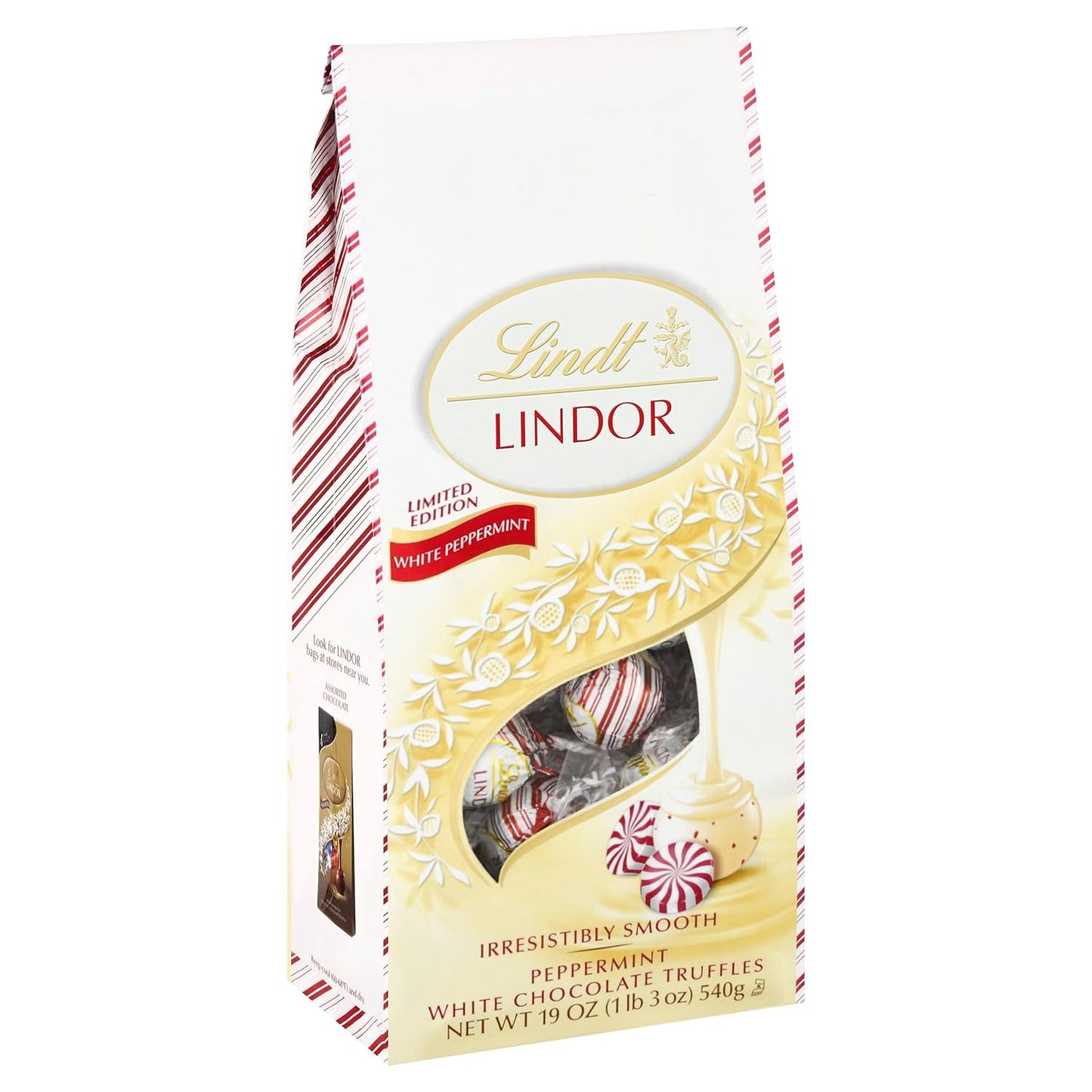 Lindt LINDOR White Chocolate Peppermint Candy Truffles with Smooth Peppermint Truffle Center, 19 oz. Bag (2023)