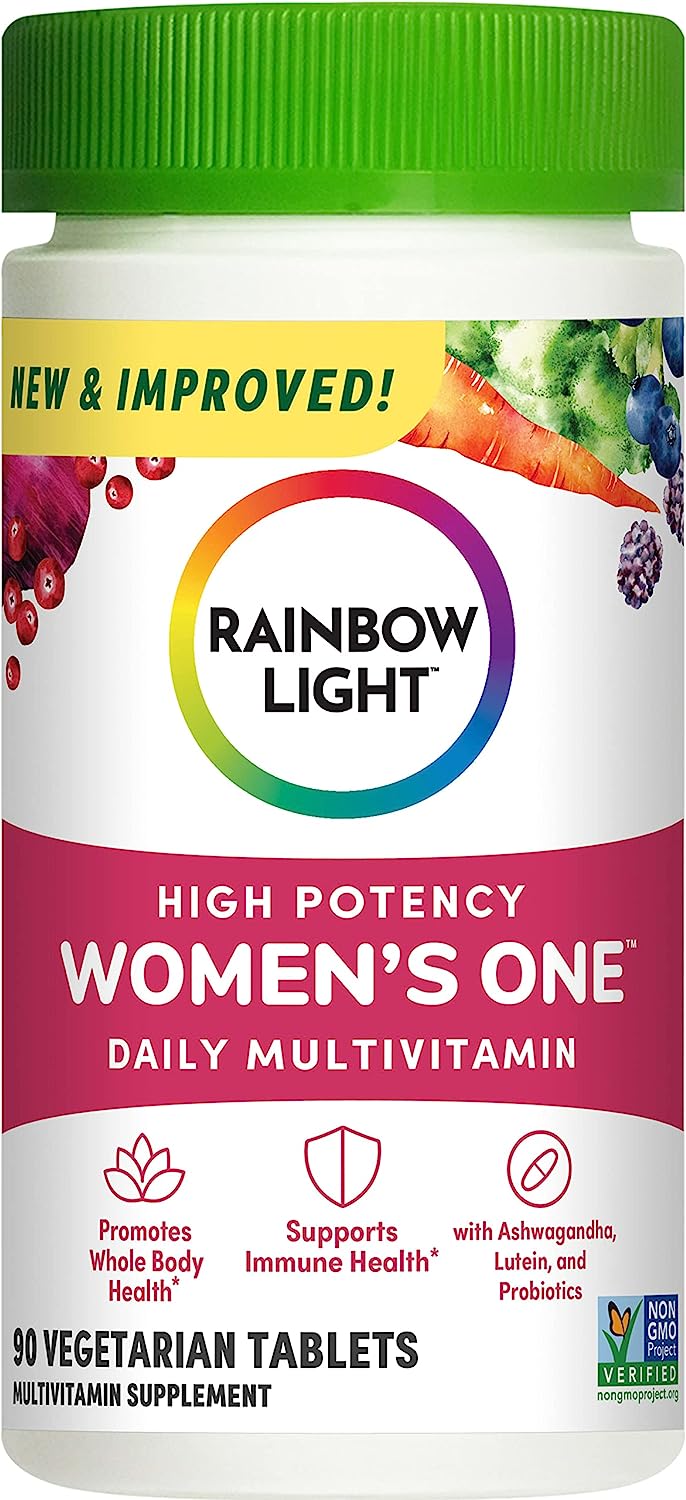 Rainbow Light Multivitamin for Women, Vitamin C, D & Zinc, Probiotics, Women’s One Multivitamin Provides High Potency Immune Support, Non-GMO, Vegetarian, 90 Tablets