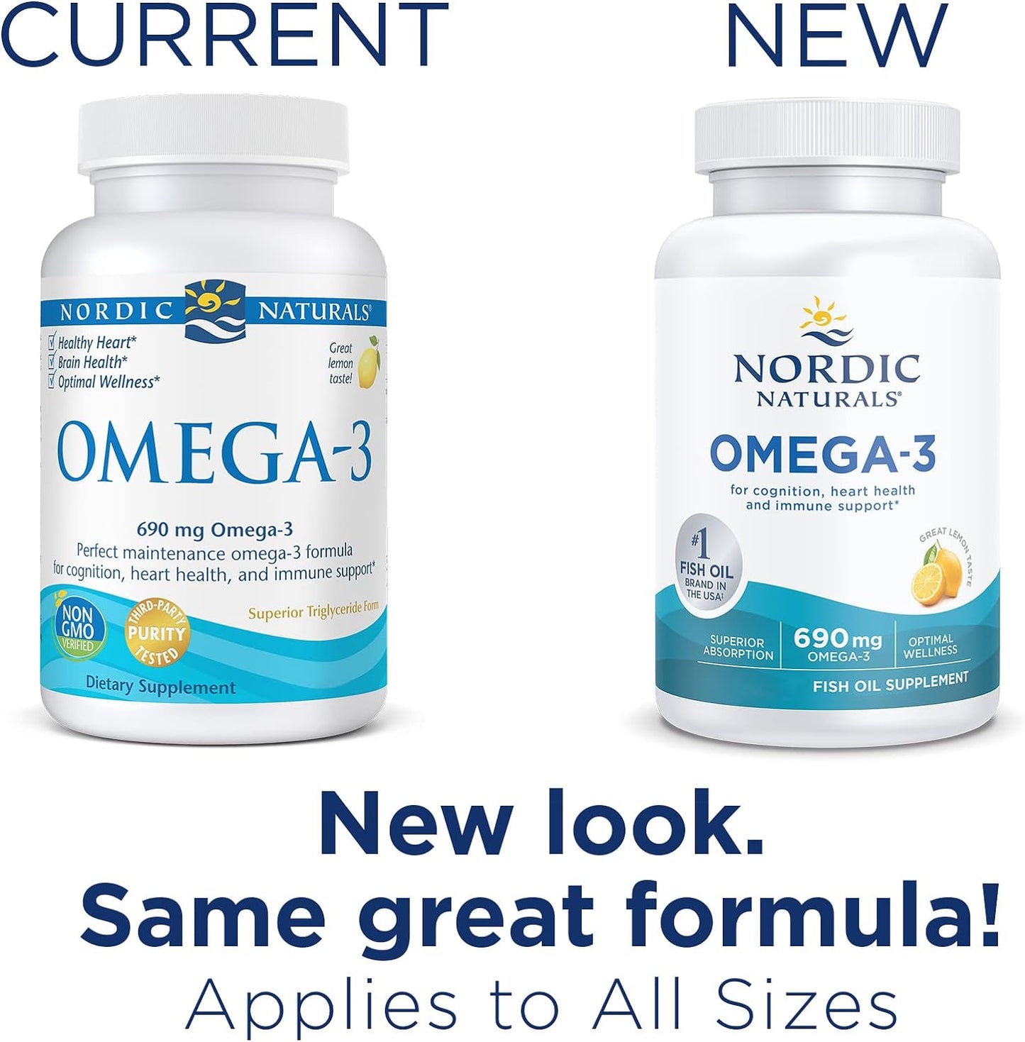 Nordic Naturals Omega-3, Lemon Flavor - 120 Soft Gels - 690 mg Omega-3 - Fish Oil - EPA & DHA - Immune Support, Brain & Heart Health, Optimal Wellness - Non-GMO - 60 Servings