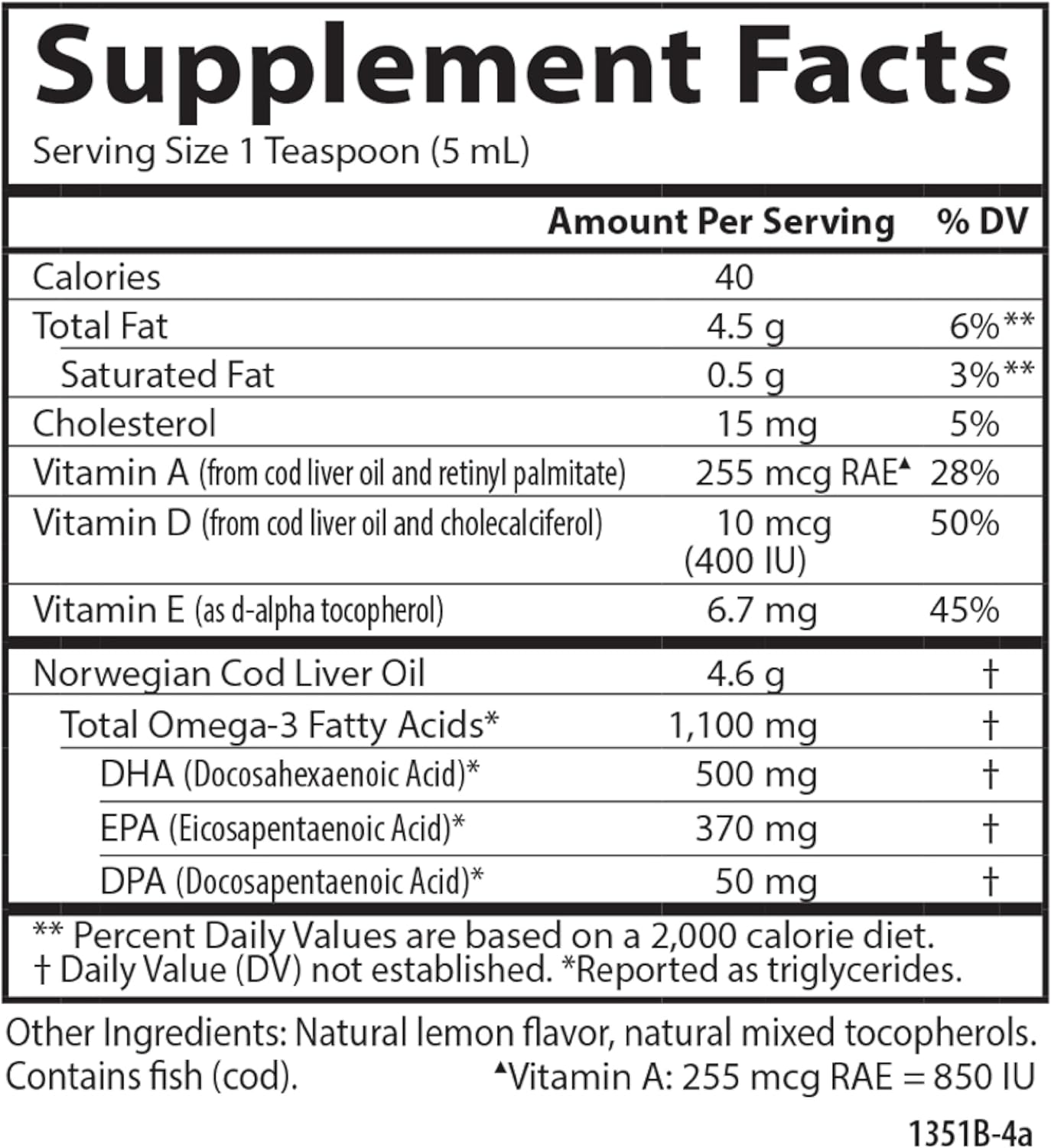 Carlson - Cod Liver Oil, 1100 mg Omega-3s, Liquid Fish Oil Supplement, Wild-Caught Norwegian Arctic, Sustainably Sourced Nordic Liquid, Lemon, 250 ml