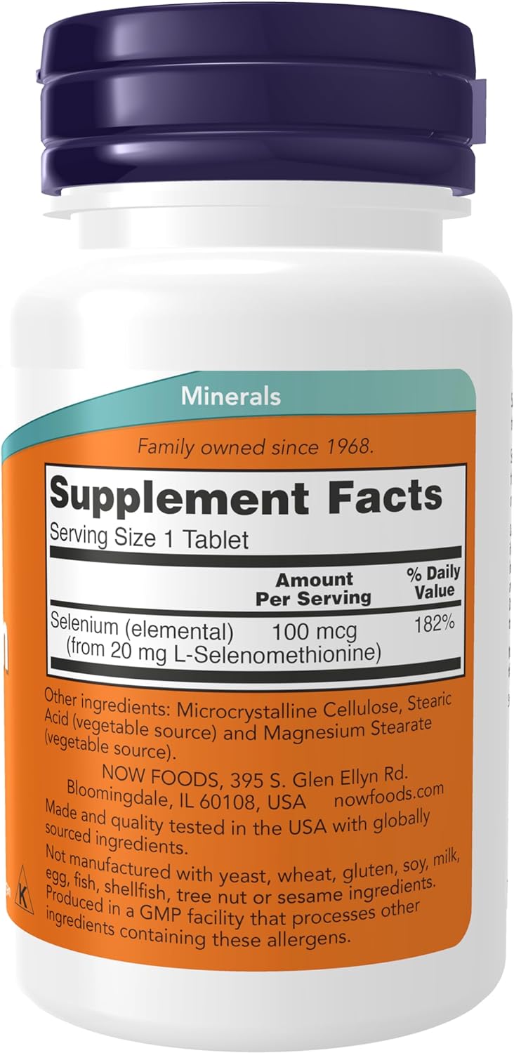 NOW Supplements, Selenium (L-Selenomethionine) 100 mcg, Essential Mineral*, 100 Tablets