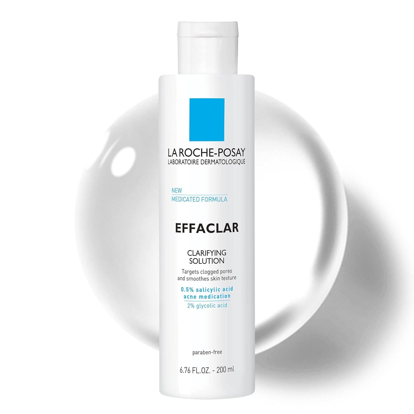 La Roche-Posay Effaclar Clarifying Solution Acne Toner with Salicylic Acid and Glycolic Acid, Pore Refining Oily Skin Toner, Gentle Exfoliant to Unclog Pores and Remove Dead Skin Cells