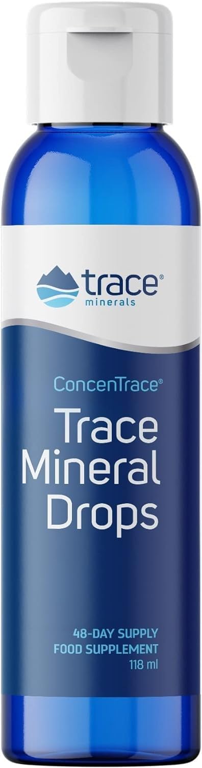 Trace Minerals ConcenTrace Drops | Full Spectrum Minerals | Ionic Liquid Magnesium, Chloride, Potassium | Low Sodium | Energy, Electrolytes, Hydration | 48 Day Supply, 4 fl oz (Pack of 1)