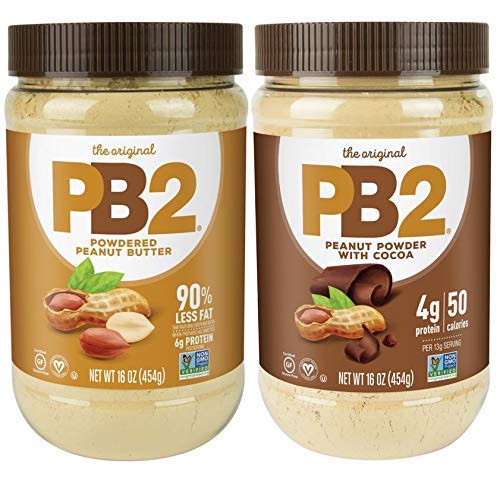 PB2 Powdered Peanut Butter Bundle - Original PB2 and Cocoa PB2 Peanut Butter Powder (Two 16oz Jars)