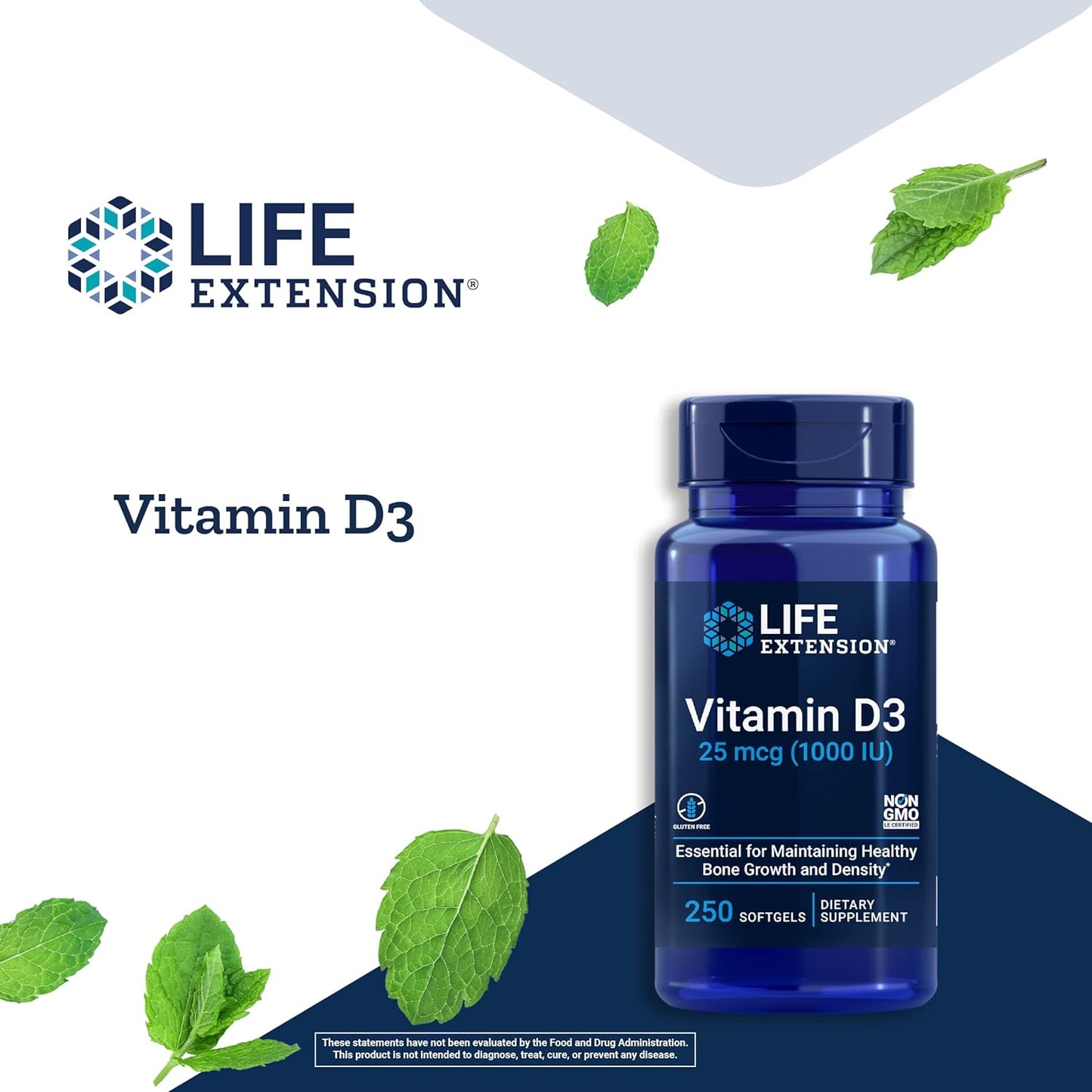 Life Extension Vitamin D3 25 mcg (1000 IU) – Promotes Bone Health, Brain Health An Immune Function – Non-GMO – Gluten-free – 250 Softgels