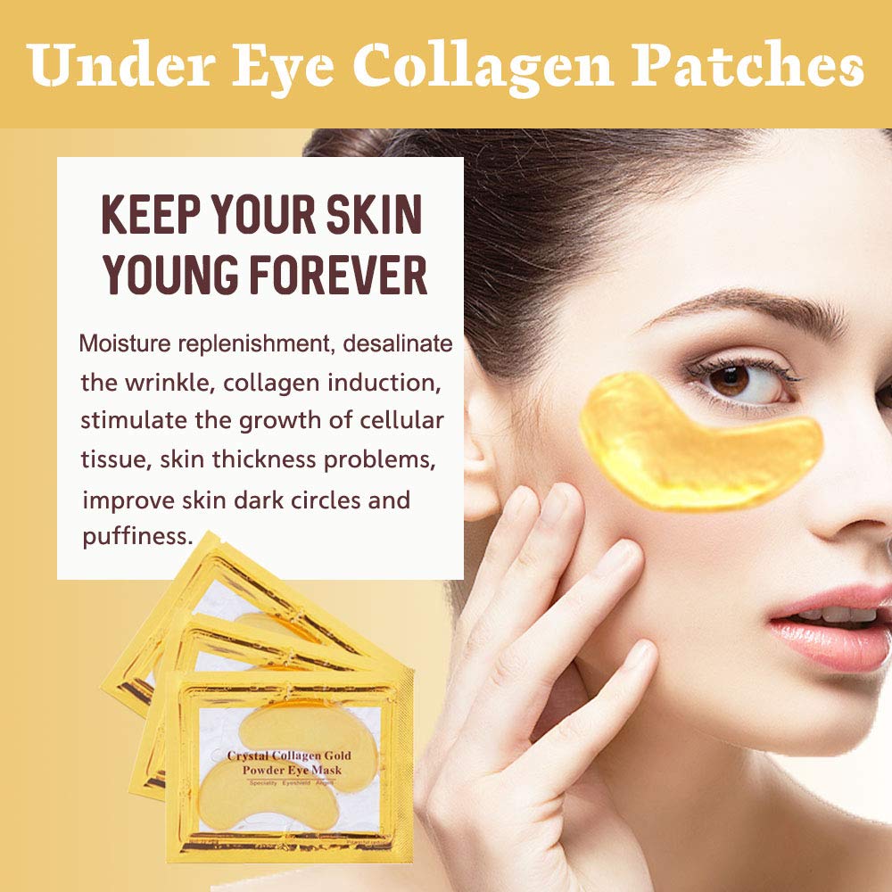 30 Pairs Under Eye Collagen Patches, Gold Moisturizing Under Eye Mask, Under Eye Gel Pads for dark circles and puffiness