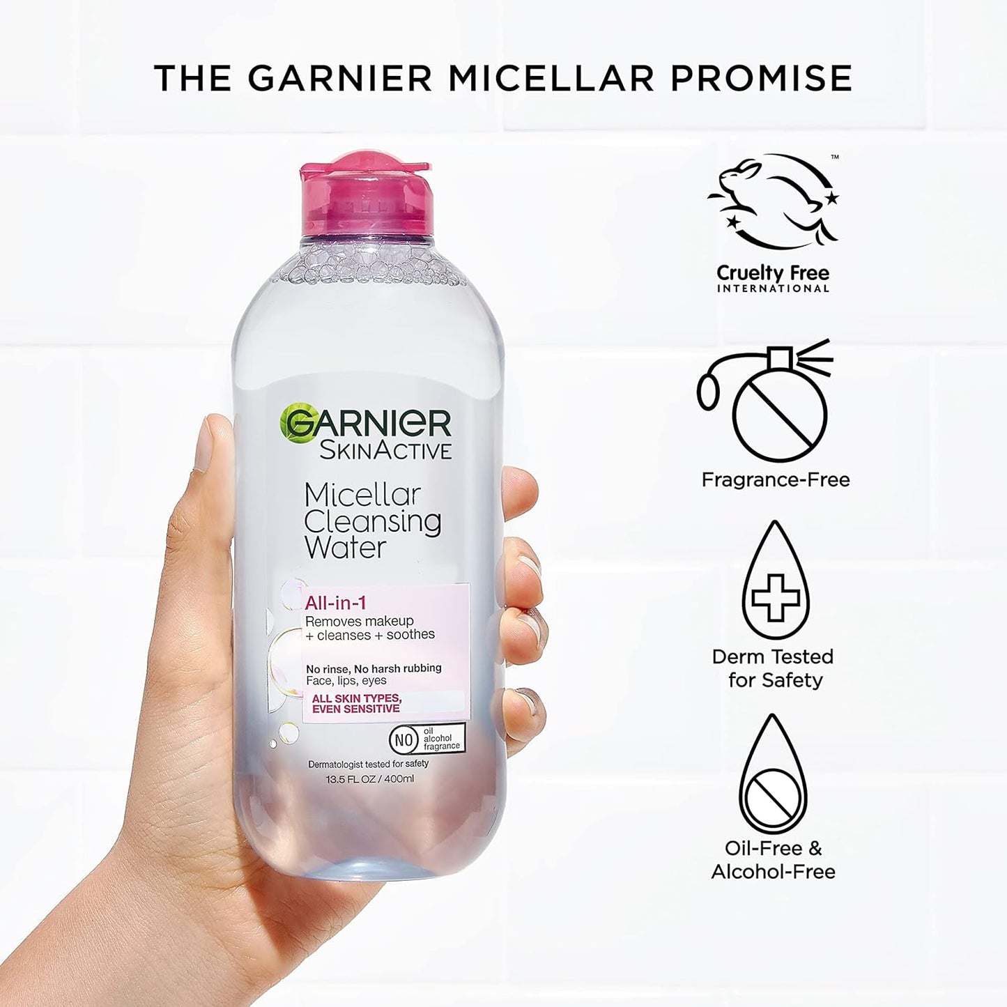 Garnier Micellar Water for All Skin Types, Facial Cleanser & Makeup Remover, 13.5 Fl Oz (400mL), 2 Count (Packaging May Vary)