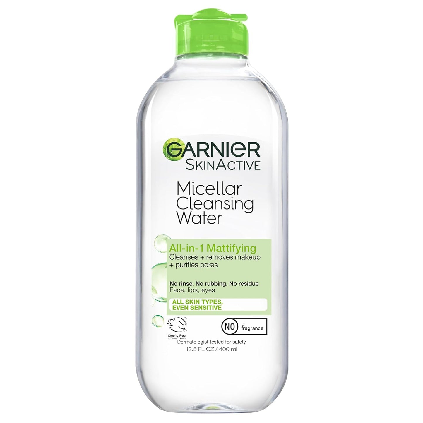 Garnier SkinActive Micellar Water for Oily Skin, Facial Cleanser & Makeup Remover, 13.5 Fl Oz (400mL) 1 Count (Packaging May Vary)