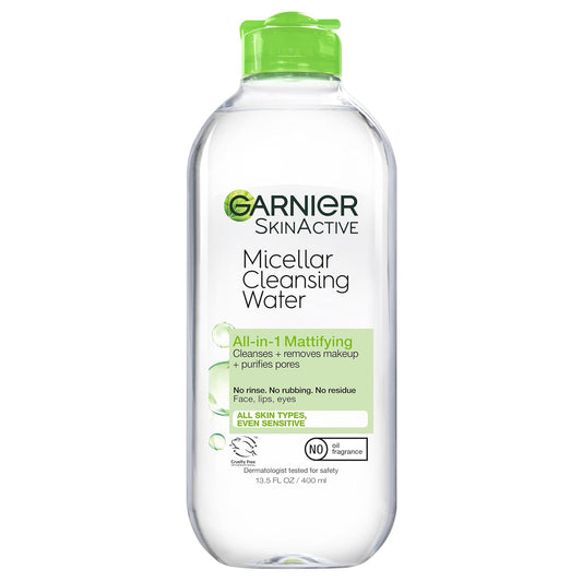 Garnier SkinActive Micellar Water for Oily Skin, Facial Cleanser & Makeup Remover, 13.5 Fl Oz (400mL) 1 Count (Packaging May Vary)