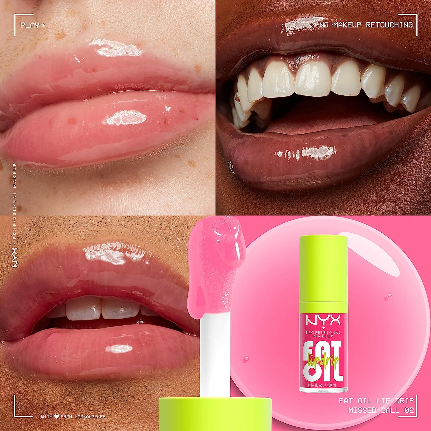 NYX PROFESSIONAL MAKEUP Fat Oil Lip Drip, Moisturizing, Shiny and Vegan Tinted Lip Gloss - Missed Call (Sheer Pink)